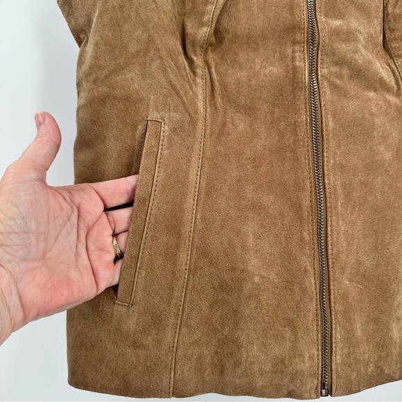 CHADWICKS of Boston Women’s 100% Leather Tan Zip Down Lined Vest Size Small - Picture 3 of 15